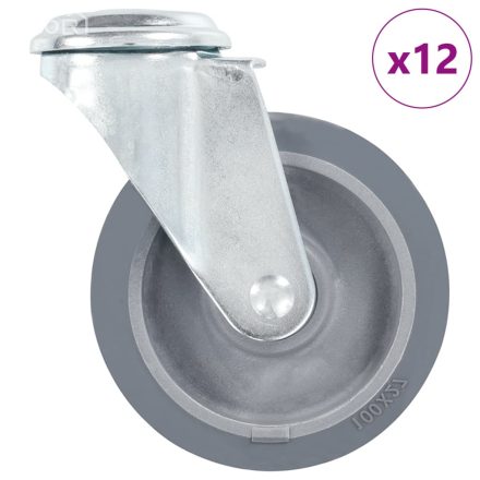 vidaXL 12 db hátfuratos önbeálló görgő 100 mm