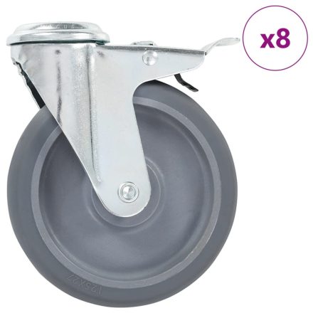 vidaXL 8 db hátfuratos önbeálló görgő 125 mm