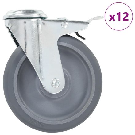 vidaXL 12 db hátfuratos önbeálló görgő 125 mm