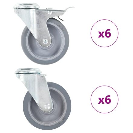 vidaXL 12 db hátfuratos önbeálló görgő 100 mm