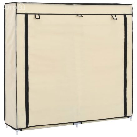 vidaXL krémszínű szövet cipőszekrény borítóval 115 x 28 x 110 cm
