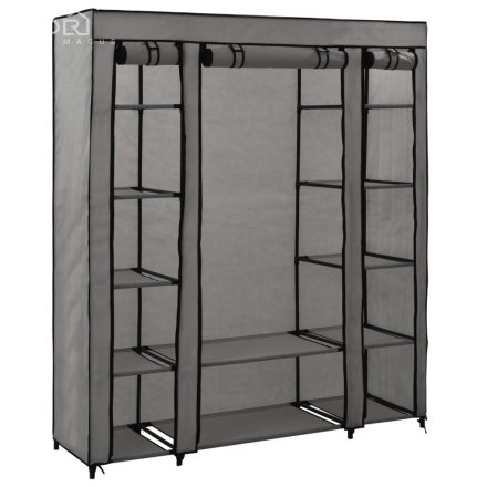 vidaXL szürke szövet ruhásszekrény tárolórekeszekkel 150 x 45 x 176 cm