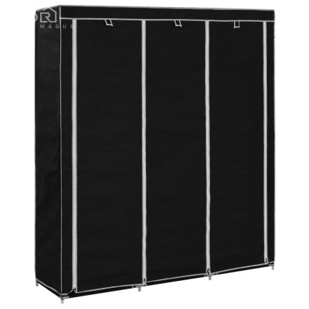 vidaXL fekete szövet ruhásszekrény tárolórekeszekkel 150 x 45 x 176 cm