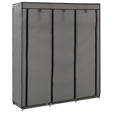 vidaXL szürke szövet ruhaszekrény rekeszekkel és rudakkal 150x45x175cm
