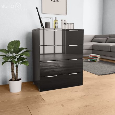 vidaXL magasfényű fekete szerelt fa tálalószekrény 60 x 35 x 80 cm