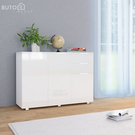 vidaXL magasfényű fehér tálalószekrény 107x35x80,5 cm