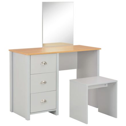 vidaXL szürke öltözőasztal tükörrel és ülőkével 104 x 45 x 131 cm