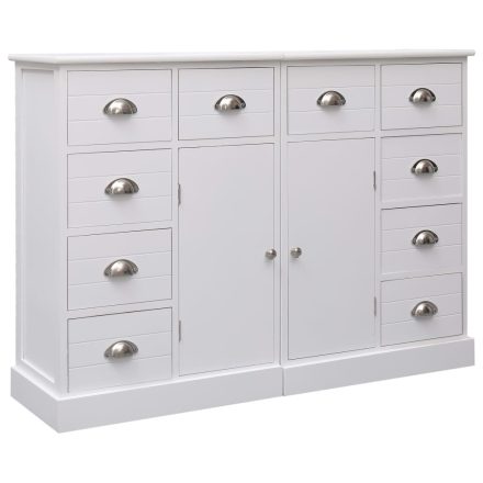 vidaXL 10 fiókos fehér fa tálalószekrény 113 x 30 x 79 cm