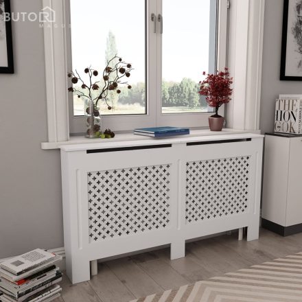 vidaXL fehér MDF radiátorburkolat 152 x 19 x 81,5 cm