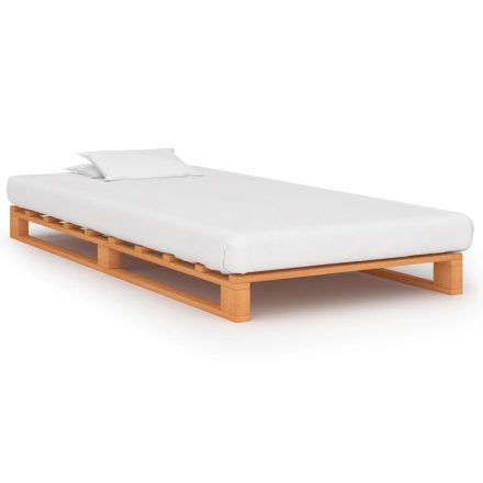 vidaXL barna tömör fenyőfa raklap ágykeret 100 x 200 cm