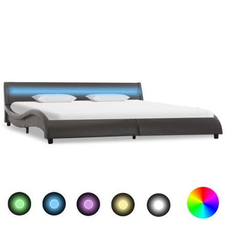 vidaXL szürke LED-es műbőr ágykeret 180 x 200 cm   