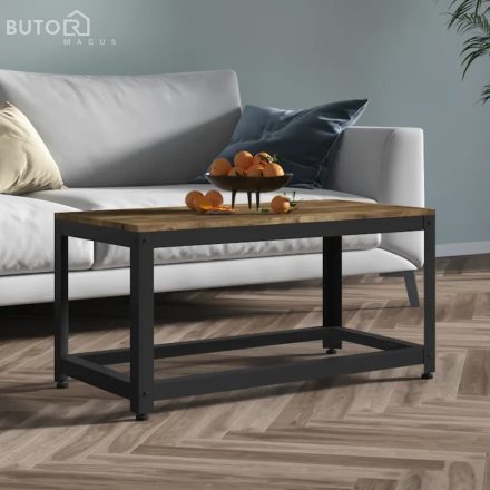 vidaXL sötétbarna és fekete MDF és vas dohányzóasztal 90x45x45 cm