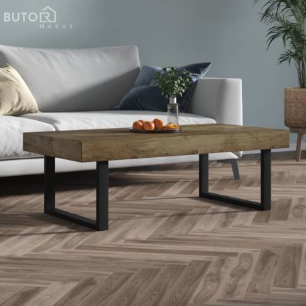 vidaXL sötétbarna és fekete MDF és vas dohányzóasztal 120x60x40 cm