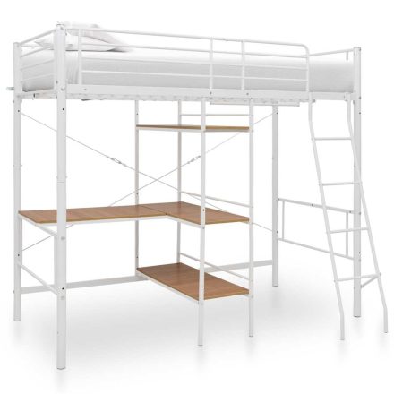 vidaXL fehér fém emeletes ágykeret asztallal 90 x 200 cm