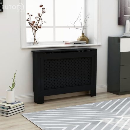 vidaXL fekete MDF radiátorburkolat 112 x 19 x 81,5 cm