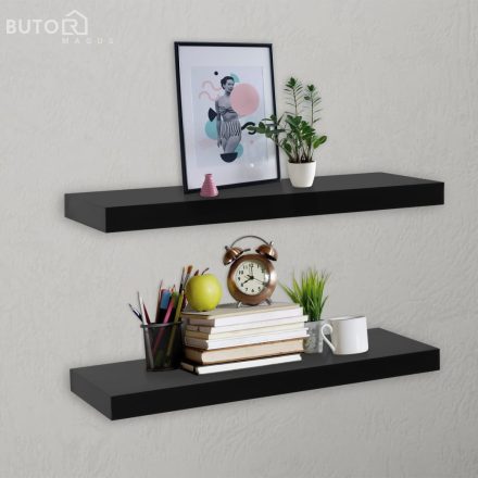 vidaXL 2 darab fekete lebegő fali polc 60 x 20 x 3,8 cm
