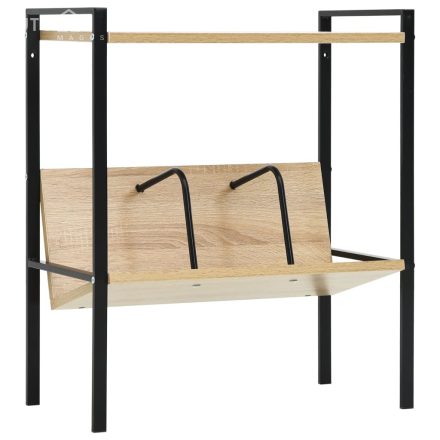 vidaXL 2-szintes fekete és tölgy szerelt fa könyvespolc 52x28x59 cm