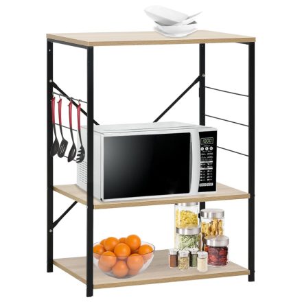 vidaXL fekete-tölgyszínű szerelt fa mikrosütő szekrény 60x39,6x79,5 cm