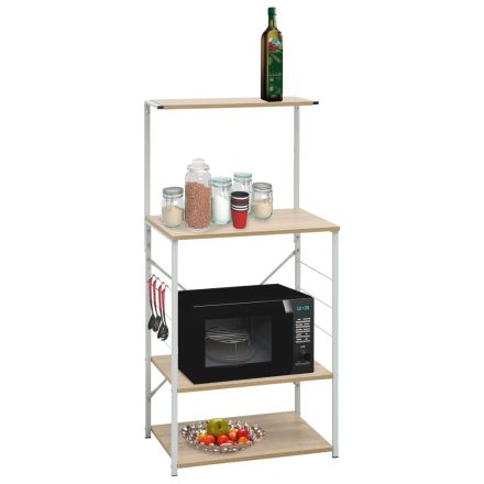 vidaXL fehér és tölgy szerelt fa mikrohullámú szekrény 60x39,6x123 cm