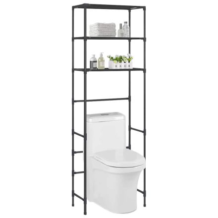 vidaXL 3 szintes fekete WC feletti tárolóállvány 53 x 28 x 169 cm