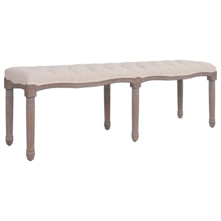 vidaXL krémfehér szövet és tömör fa pad 59,1" x 15,7" x 18,9" .