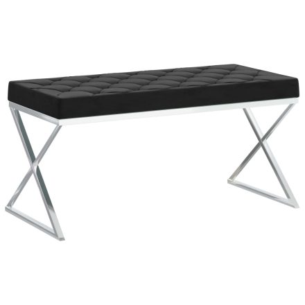 vidaXL fekete bársony és rozsdamentes acél pad 97 cm