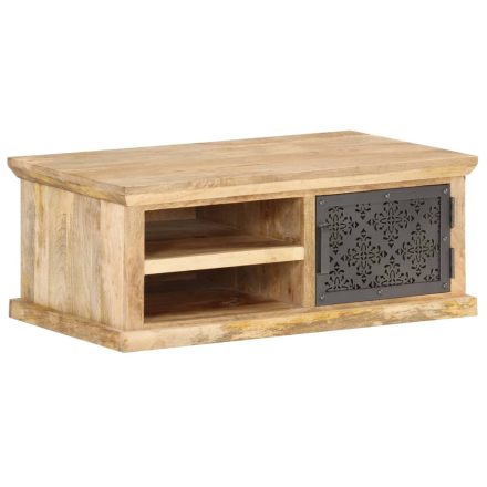 vidaXL tömör mangófa dohányzóasztal ajtóval 90 x 50 x 35 cm