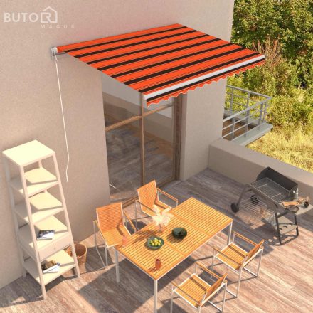 vidaXL narancssárga és barna kézzel kihúzható napellenző 350 x 250 cm 