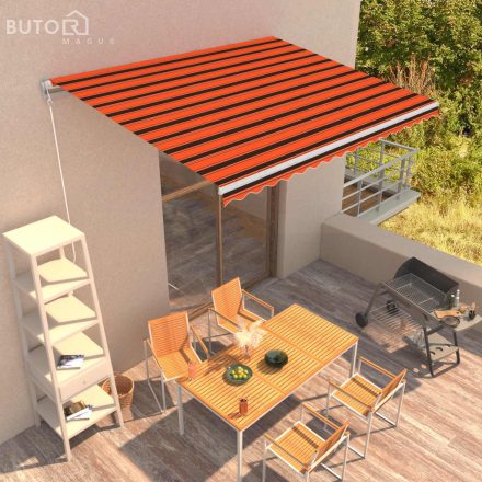 vidaXL narancssárga és barna kézzel kihúzható napellenző 400 x 300 cm 