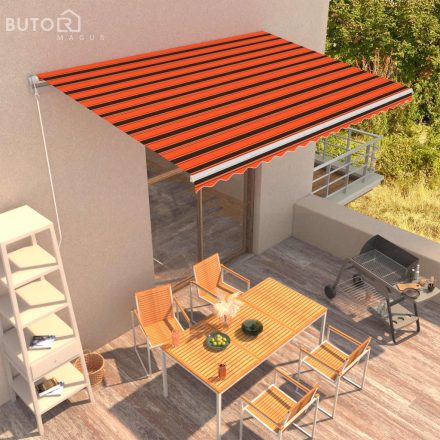 vidaXL narancssárga és barna kézzel kihúzható napellenző 450 x 300 cm 