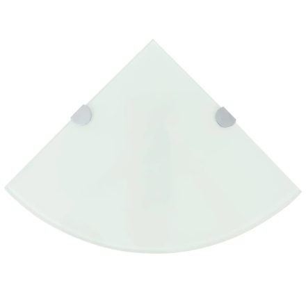 vidaXL 2 db fehér üveg sarokpolc krómtartóval 25 x 25 cm