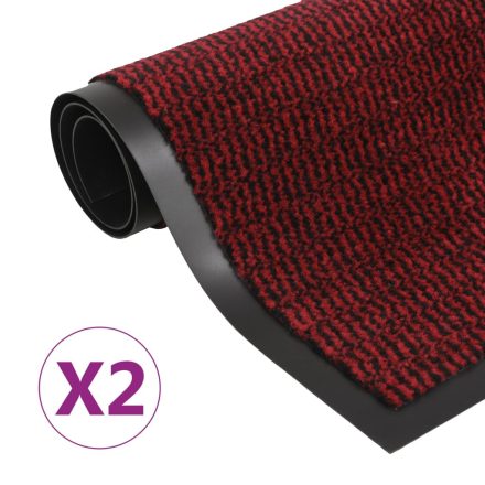 vidaXL 2 db piros négyszögletes bolyhos szennyfogó szőnyeg 60 x 90 cm