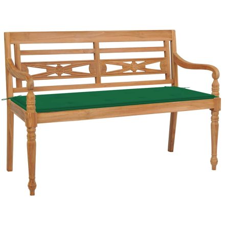 vidaXL tömör tíkfa Batavia pad zöld párnával 120 cm