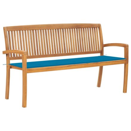 vidaXL tömör tíkfa rakásolható kerti pad párnával 159 cm