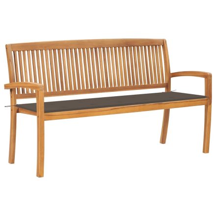 vidaXL tömör tíkfa rakásolható kerti pad párnával 159 cm