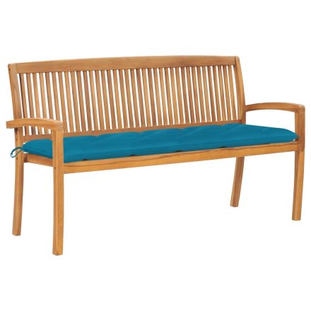 vidaXL tömör tíkfa rakásolható kerti pad párnával 159 cm
