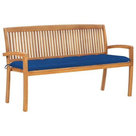 vidaXL tömör tíkfa rakásolható kerti pad párnával 159 cm