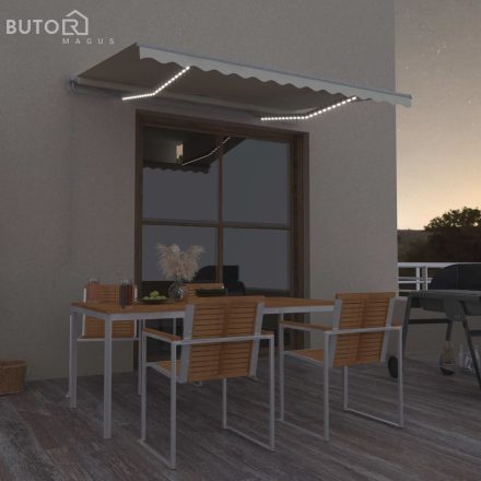 vidaXL krémszínű kézzel kihúzható LED-es napellenző 300 x 250 cm