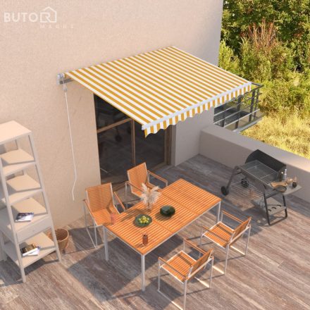 vidaXL sárga és fehér automata napellenző 300 x 250 cm