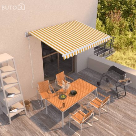 vidaXL sárga és fehér automata napellenző 350 x 250 cm