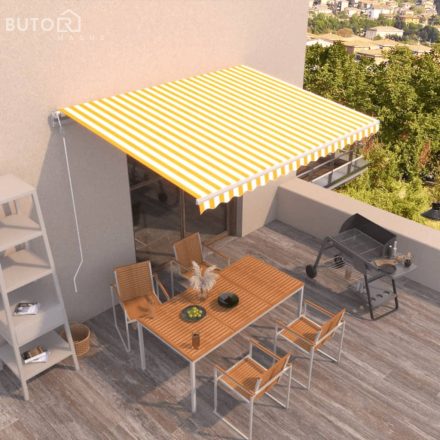 vidaXL sárga és fehér automata napellenző 450 x 300 cm