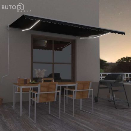 vidaXL antracitszürke szélérzékelős és LED-es napellenző 500x300 cm