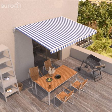 vidaXL kék és fehér kézzel kihúzható napellenző 400 x 350 cm