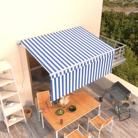 vidaXL kék és fehér kézzel kihúzható napellenző redőnnyel 3,5 x 2,5 m  