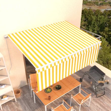 vidaXL sárga és fehér kézzel kihúzható napellenző redőnnyel 4 x 3 m