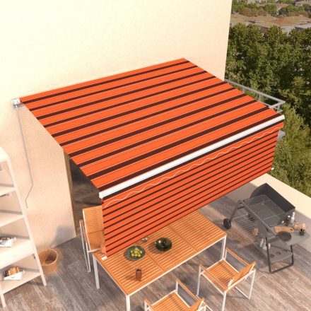 vidaXL narancs és barna kézzel kihúzható napellenző redőnnyel 4 x 3 m