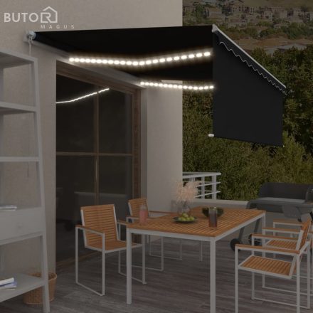 vidaXL antracit LED-es kézzel kihúzható napellenző redőnnyel 4 x 3 m