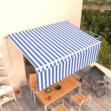 vidaXL kék és fehér kézzel kihúzható napellenző redőnnyel 4,5 x 3 m