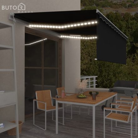 vidaXL szürke redőnyös, LED-es, szélérzékelős napellenző 4,5 x 3 m 