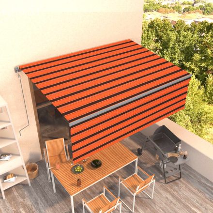 vidaXL narancssárga-barna kézzel kihúzható napellenző redőnnyel 4x3 m  